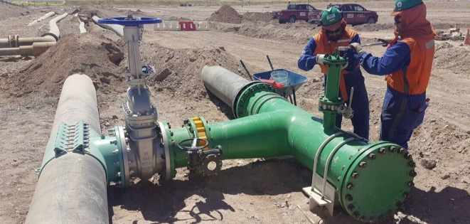 Proyecto SGO Plan Contingencia Agua — pipeline 20 pulgadas 7.5 km en Minera Spence BHP